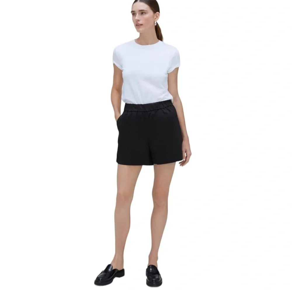 NEW EVERLANE The Easy Short Elastic Waist Pull‎ On Black Organic Cotton Size XS
